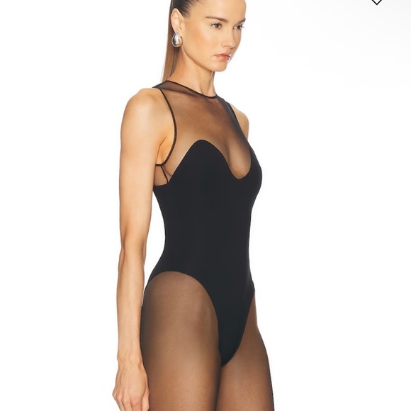 David Koma Wave Neckline Bodysuit Black Sheer Mesh top FWRD Revolve $775 sz 6 - Picture 5 of 11
